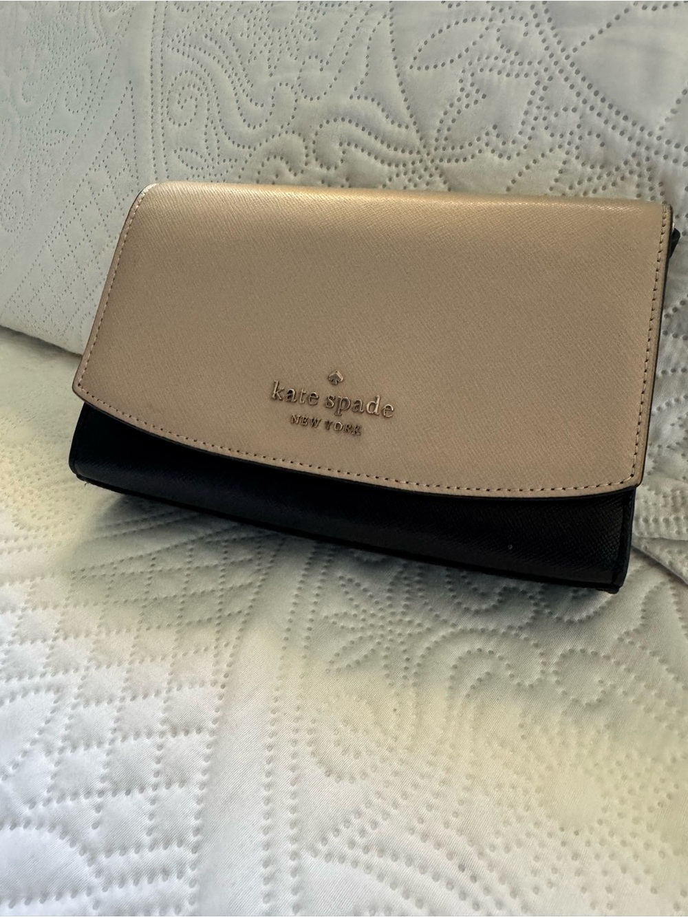 kate spade Two-Tone Leather Crossbody Bag - Beige & Black